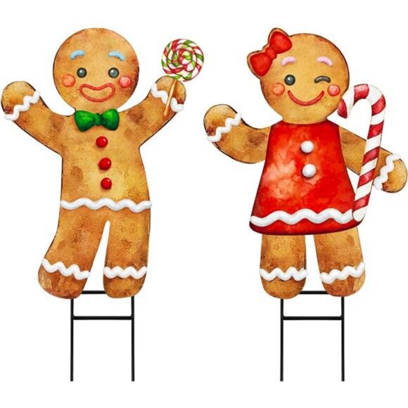 Christmas Decor Outdoor, 2pcs Large Gingerbread Man Boy...